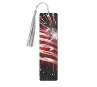 Segnalibro in metallo per uomini e donne personalizzato intaglio segno libro con nappa ciondolo bandiera americana fuoco d'artificio segnalibro per gli amanti dei libri regalo di compleanno studenti