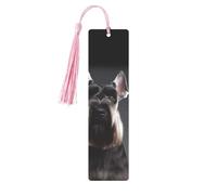 Segnalibro in metallo per uomini e donne personalizzato intaglio segno libro con nappa ciondolo carino cane Schnauzer segnalibro per gli amanti del libro regalo di compleanno studenti insegnanti