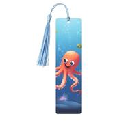 Segnalibro in metallo per uomini e donne personalizzato intaglio segno libro con nappa ciondolo cartone animato polpo pesce segnalibro per gli amanti del libro regalo di compleanno studenti insegnanti