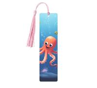 Segnalibro in metallo per uomini e donne personalizzato intaglio segno libro con nappa ciondolo cartone animato polpo pesce segnalibro per gli amanti del libro regalo di compleanno studenti insegnanti