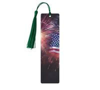 Segnalibro in metallo per uomini e donne personalizzato intaglio segno libro con nappa ciondolo fuochi d'artificio bandiera americana 4 luglio segnalibro per gli amanti dei libri regalo di compleanno