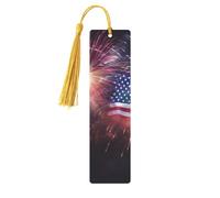 Segnalibro in metallo per uomini e donne personalizzato intaglio segno libro con nappa ciondolo fuochi d'artificio bandiera americana 4 luglio segnalibro per gli amanti dei libri regalo di compleanno