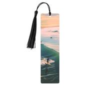 Segnalibro in metallo per uomini e donne personalizzato intaglio segno libro con nappa ciondolo spiaggia surf segnalibro per gli amanti dei libri regalo di compleanno studenti insegnanti regalo