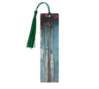 Segnalibro in metallo per uomini e donne personalizzato intaglio segno libro con nappa ciondolo vintage blu segnalibro in legno per gli amanti dei libri regalo di compleanno studenti insegnanti regalo