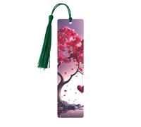 Segnalibro in metallo per uomini e donne romantici cuori foglie albero segna libri unici fatti a mano con nappa ciondolo segnalibro in metallo per insegnanti regalo di compleanno