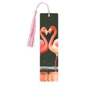 Segnalibro in metallo per uomini e donne rosa fenicotteri bacio nel lago segna libro unico fatto a mano con nappa ciondolo segnalibro in metallo per insegnanti regalo di compleanno