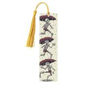 Segnalibro in metallo per uomini e donne, scheletro che danza con ombrello, segnalibri unici fatti a mano con nappa ciondolo segnalibro in metallo per insegnanti regalo di compleanno