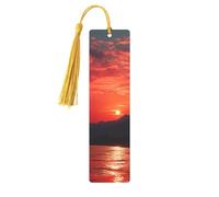 Segnalibro in metallo rosso fuoco tramonto per uomini donne segnalibri in lega di alluminio unici segnalibri fatti a mano con nappa ciondolo segnalibro artigianale per amanti dei libri regalo di