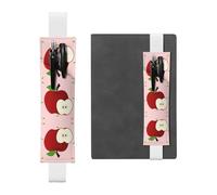 Segnalibro in pelle con motivo frutta rossa in stile cartone animato: adatto per notebook, diari, calendari, custodie per tablet, lettura, lavoro, ecc., bianco, Taglia unica