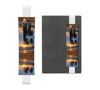 Segnalibro in pelle con scritta "Sunset Beach", adatto per notebook, diari, calendari, custodie per tablet, lettura, lavoro, ecc., bianco, Taglia unica
