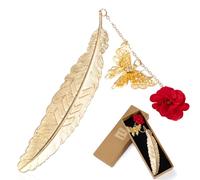 Segnalibro In Piuma di Metallo Segnalibro Maestra Segnalibri Personalizzati con Farfalla e Rose Ciondolo Marcatori di Pagina Regalo Fine Anno Studenti, Natale Compleanno Laurea