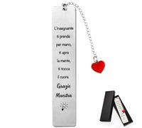 Segnalibro Maestra Insegnate Regalo Maestre Fine Anno Insegnate Segnalibro con Frasi Particolare Metallo Grazie Maestra con Scatola Regalo Natale Compleanno Laurea Alunni