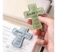 Segnalibro magnetico in pelle con croce personalizzata, con nome della Bibbia, a forma di croce, magnetico, in pelle, idea regalo per battesimo/cresima, per amanti dei libri, famiglia, amici