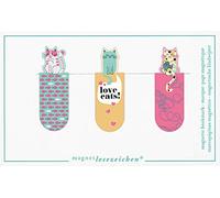 Segnalibro magnetico Love Cats, set da 3 pezzi, segnalibri magnetici a forma di gatto