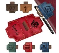 Segnalibro magnetico personalizzato in pelle con portapenne, segnalibri personalizzati con nome inciso per lettori donne uomini bambini amanti dei libri regali viaggiatori accessori per taccuini