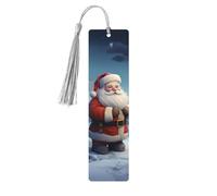 Segnalibro natalizio invernale in legno di Babbo Natale per uomini e donne che leggono segnalibri in legno unici fatti a mano con nappa ciondolo segnalibro artigianale per amanti dei libri regalo di