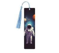Segnalibro ornamentale con pianeti del solare e astronauta, segnalibri in legno con nappa, segnalibro per amanti dei libri, segnalibri di pagina, regali di lettura per donne e uomini, etiche