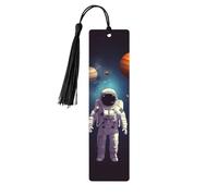 Segnalibro ornamentale con pianeti del solare e astronauta, segnalibri in legno con nappa, segnalibro per amanti dei libri, segnalibri di pagina, regali di lettura per donne e uomini, etiche