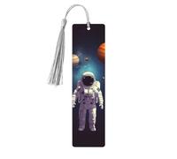 Segnalibro ornamentale con pianeti del solare e astronauta, segnalibri in legno con nappa, segnalibro per amanti dei libri, segnalibri di pagina, regali di lettura per donne e uomini, etiche