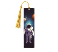 Segnalibro ornamentale con pianeti del solare e astronauta, segnalibri in legno con nappa, segnalibro per amanti dei libri, segnalibri di pagina, regali di lettura per donne e uomini, etiche