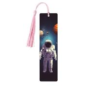 Segnalibro ornamentale con pianeti del solare e astronauta, segnalibri in legno con nappa, segnalibro per amanti dei libri, segnalibri di pagina, regali di lettura per donne e uomini, etiche