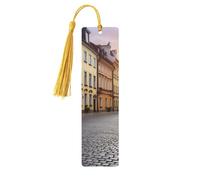 Segnalibro ornamentale da strada del centro storico della Polonia, segnalibri in legno con nappa, segnalibro per amanti dei libri, segnalibri di pagina, regali di lettura per donne e uomini, etichet