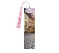 Segnalibro ornamentale da strada del centro storico della Polonia, segnalibri in legno con nappa, segnalibro per amanti dei libri, segnalibri di pagina, regali di lettura per donne e uomini, etichet