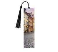Segnalibro ornamentale da strada del centro storico della Polonia, segnalibri in legno con nappa, segnalibro per amanti dei libri, segnalibri di pagina, regali di lettura per donne e uomini, etichet