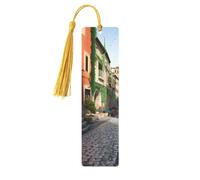 Segnalibro ornamentale "Via d'Italia", segnalibri in legno con nappa, segnalibro per amanti dei libri, segnalibri di pagina, regali di lettura per donne e uomini, etichetta in legno fatta a mano.