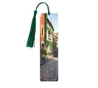 Segnalibro ornamentale "Via d'Italia", segnalibri in legno con nappa, segnalibro per amanti dei libri, segnalibri di pagina, regali di lettura per donne e uomini, etichetta in legno fatta a mano.