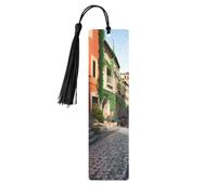 Segnalibro ornamentale "Via d'Italia", segnalibri in legno con nappa, segnalibro per amanti dei libri, segnalibri di pagina, regali di lettura per donne e uomini, etichetta in legno fatta a mano.