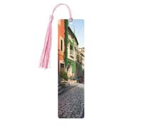 Segnalibro ornamentale "Via d'Italia", segnalibri in legno con nappa, segnalibro per amanti dei libri, segnalibri di pagina, regali di lettura per donne e uomini, etichetta in legno fatta a mano.