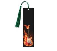 Segnalibro per chitarra con fiamma di fuoco Segnalibro in legno con nappa Segnalibro per donne uomini che leggono segnapagine Regali per gli amanti dei libri