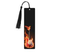 Segnalibro per chitarra con fiamma di fuoco Segnalibro in legno con nappa Segnalibro per donne uomini che leggono segnapagine Regali per gli amanti dei libri