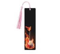 Segnalibro per chitarra con fiamma di fuoco Segnalibro in legno con nappa Segnalibro per donne uomini che leggono segnapagine Regali per gli amanti dei libri