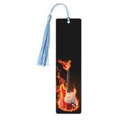 Segnalibro per chitarra con fiamma di fuoco Segnalibro in legno con nappa Segnalibro per donne uomini che leggono segnapagine Regali per gli amanti dei libri