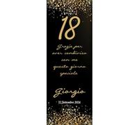 Segnalibro Personalizzato 18° Compleanno, 30 pezzi o più, Stile Elegante Oro e Nero