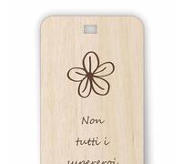 Segnalibro personalizzato in legno inciso a laser personalizzabile per libro | Idea Regalo per papà mamma insegnanti maestre studenti chi ama leggere (Fiore)