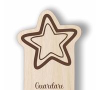 Segnalibro personalizzato in legno inciso a laser personalizzabile per libro | Idea Regalo per papà mamma insegnanti maestre studenti chi ama leggere (Stella Grande)