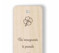 Segnalibro personalizzato in legno inciso a laser personalizzabile per libro | Idea Regalo per papà mamma insegnanti maestre studenti chi ama leggere (Quadrifoglio)
