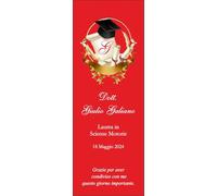 Segnalibro Personalizzato per Laurea, 30 pezzi o più, Elegante Design con Tocco e Diploma, Rosso e Oro