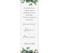 Segnalibro Personalizzato per Matrimonio, 30 pezzi o più, Design Foglie di Eucalipto