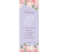 Segnalibro Personalizzato18° Compleanno, 30 pezzi o più, Design con Rose Rosa