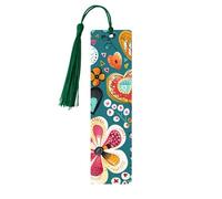 Segnalibro retrò a forma di cuore con fiore colorato in legno con nappa, per donne e uomini, per leggere pagine, regali per gli amanti dei libri