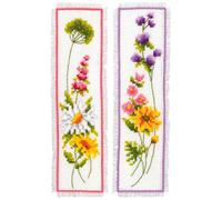 Segnalibro Vervaco a punto croce contato kit "Fiori" Set di 3, 6x20cm