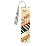 Segnalibro vintage con tastiera di pianoforte retrò nota musicale in legno segnalibro con nappa, per donne e uomini, per leggere pagine, regali per gli amanti dei libri