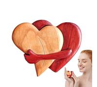 Segnalini cuore in legno - Sculture puzzle di abbracci tascabili, piccoli abbracci e ornamenti a forma di cuori d'amore | Idea regalo speciale per tenere la mano, ornamento decorativo da tavolo per la