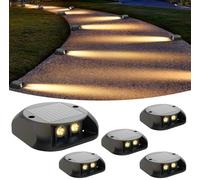 Segnapassi LED Esterno Solare Luce Calda Bianca 3000K, Luce da Scale Impermeabile IP54, Autonomia 12 Ore Lampade Solari per Terra Sentieri Marciapiede Giardino Faretto Segnapasso - 5 Pezzi
