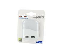 Segnapasso Led Notturno Quadrato 3000K Caricabatteria 2 Porte USB Caricatore 2A