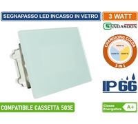 SEGNAPASSO LED RETTANGOLARE IN VETRO MONTAGGIO A INCASSO 503E 3W DA ESTERNO IP66